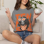 Smokey football dog with Sunglasses and Bandana T-Shirt | Tennessee Vintage Text