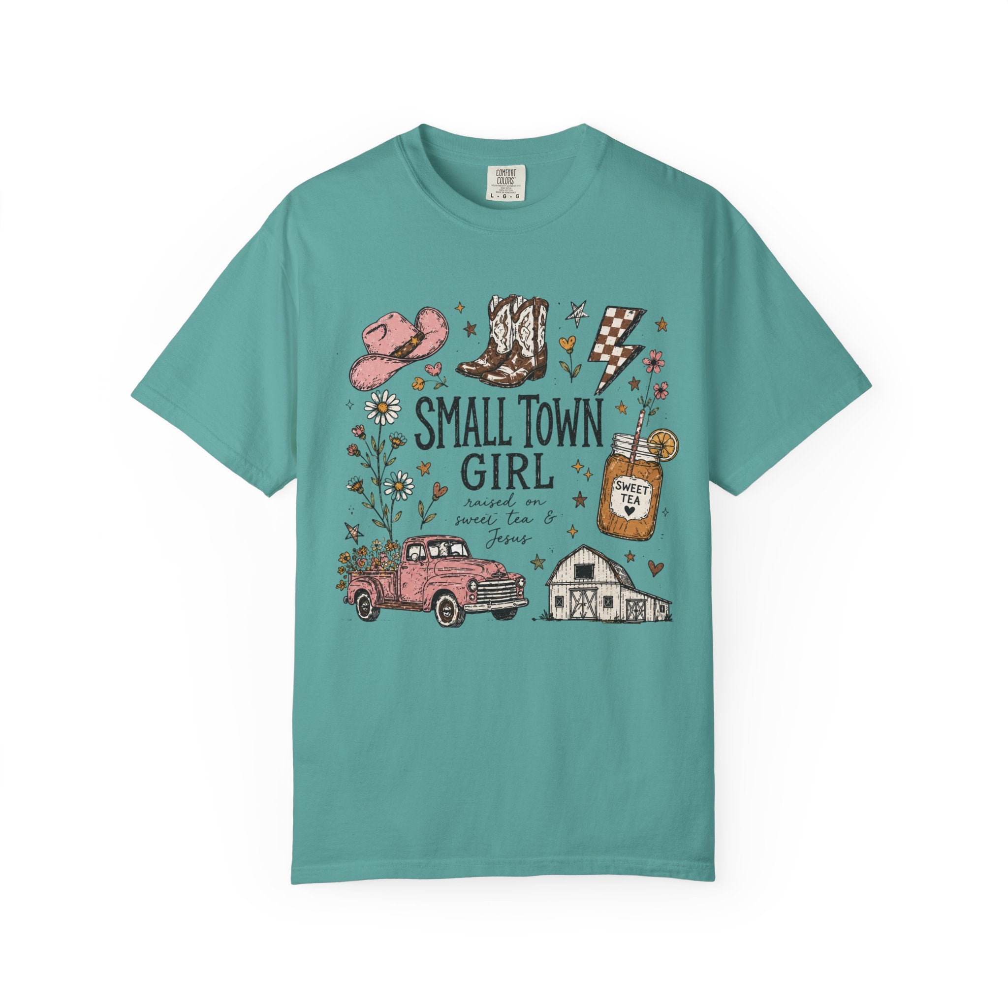 Small town girl , Jesus and sweet tea girl, comfort colors tee