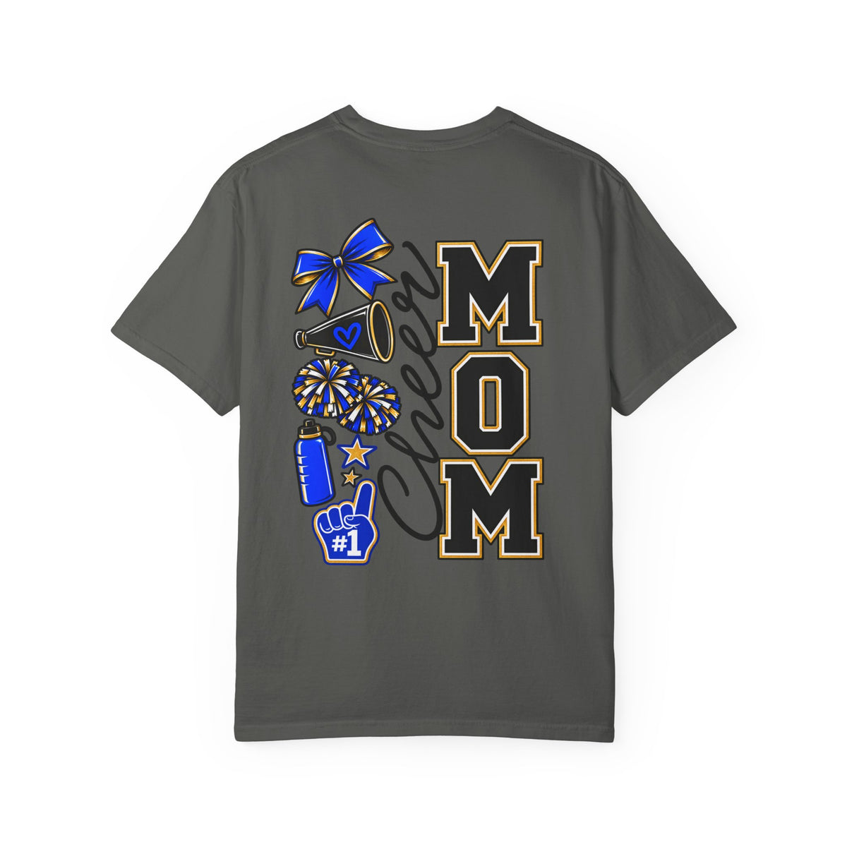 Cheer Mom T-Shirt — Cheerleading Mom Tee with Pom Poms & Megaphone Design