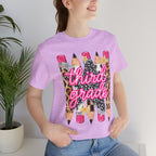 Third Grade Pencils T‑Shirt — Leopard & Glitter Back-to-School Tee