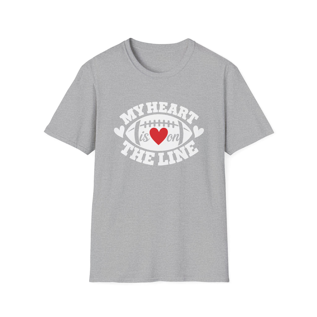 My Heart Is On The Line Football T-Shirt — Heart & Football Fan Tee