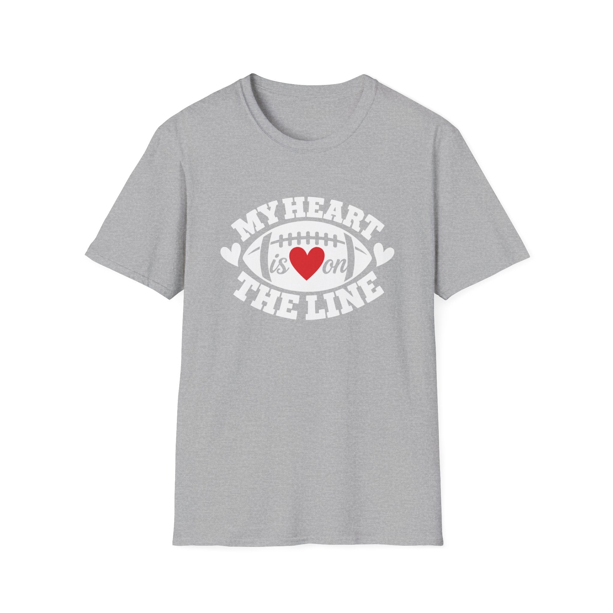 My Heart Is On The Line Football T-Shirt — Heart & Football Fan Tee
