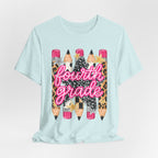 Fourth Grade Pencil Tee — Leopard & Glitter Back-to-School Shirt