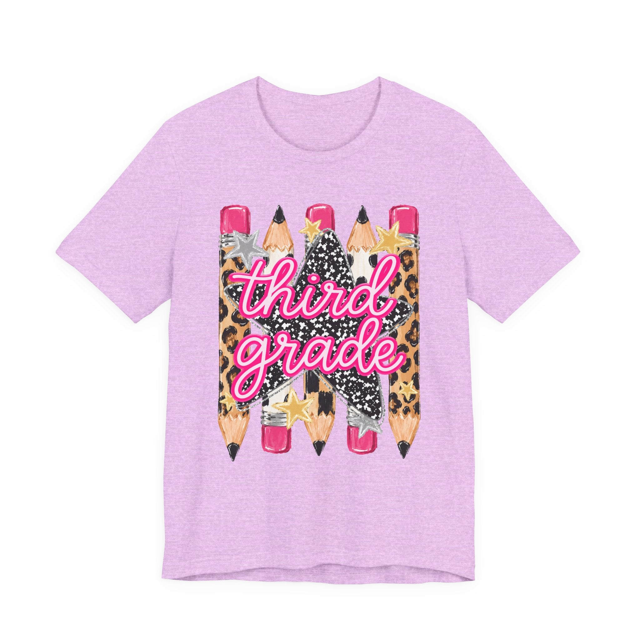 Third Grade Pencils T‑Shirt — Leopard & Glitter Back-to-School Tee