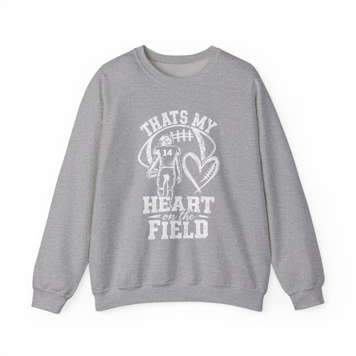 Personlizable Football Crewneck Sweatshirt - "That’s My Heart on the Field" Design