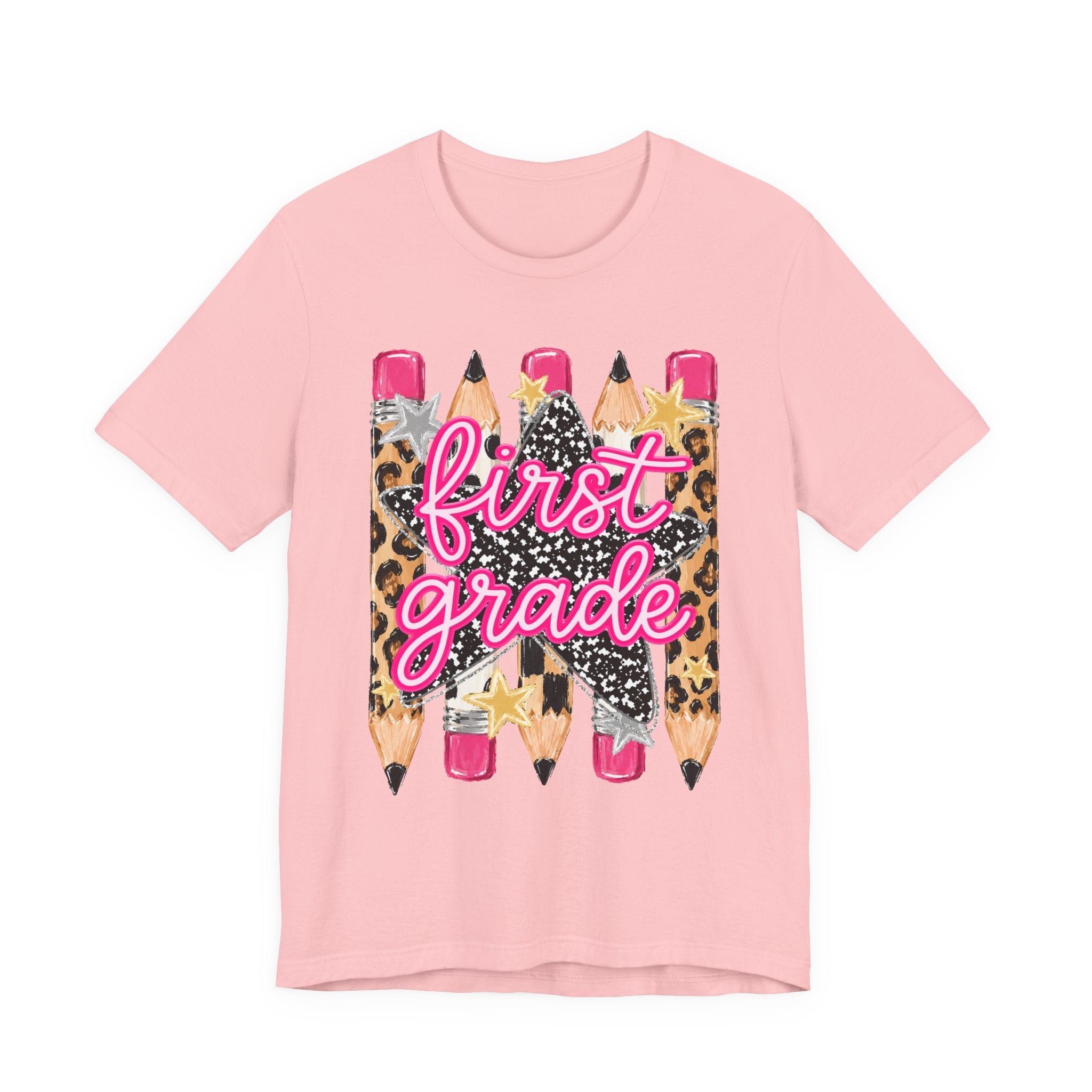 First Grade Pencils Leopard Print Kids Tee