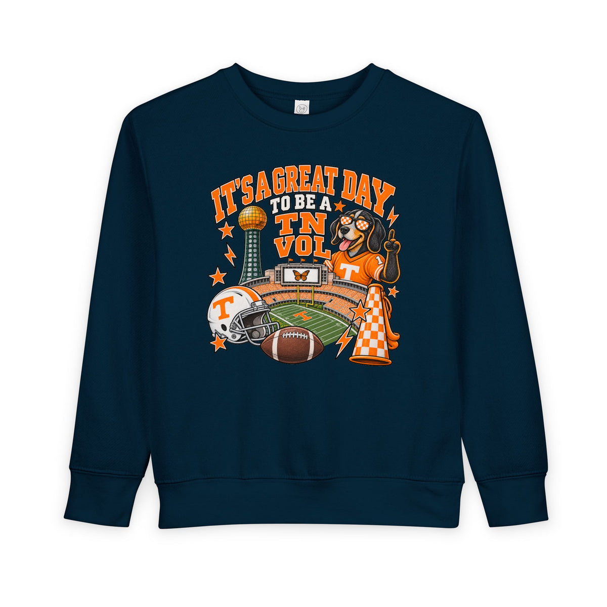 Toddler Sweatshirt - "It's a Great Day to Be a Vol" Football Stadium Mascot Design
