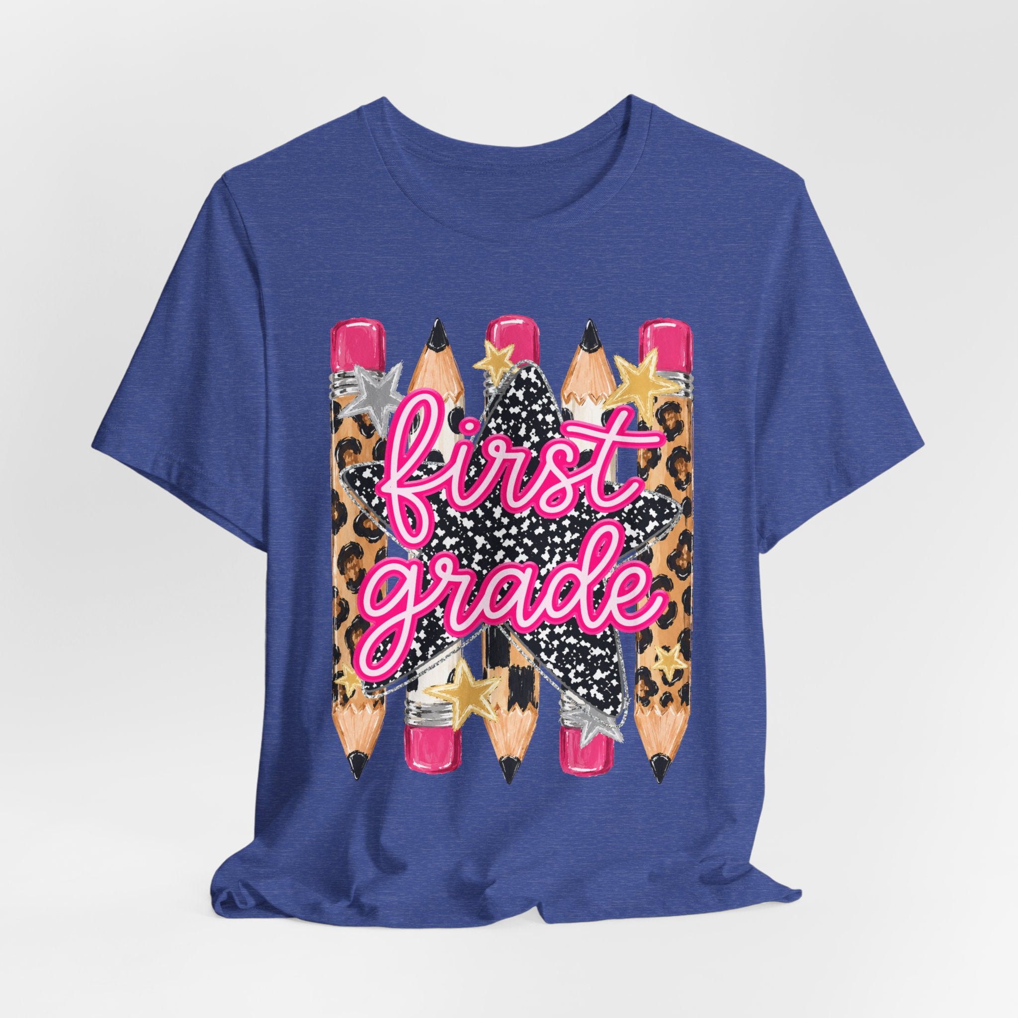First Grade Pencils Leopard Print Kids Tee