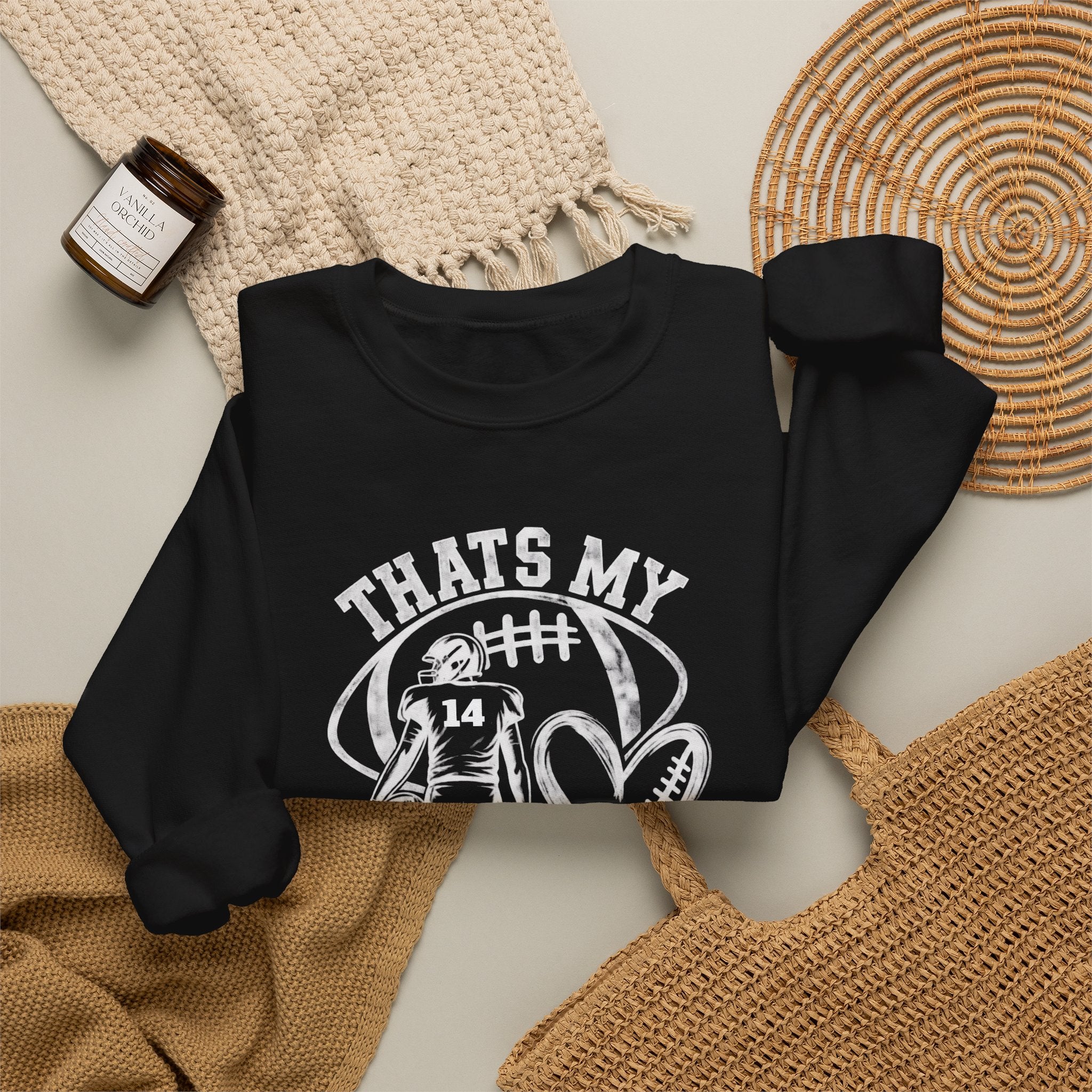 Personlizable Football Crewneck Sweatshirt - "That’s My Heart on the Field" Design