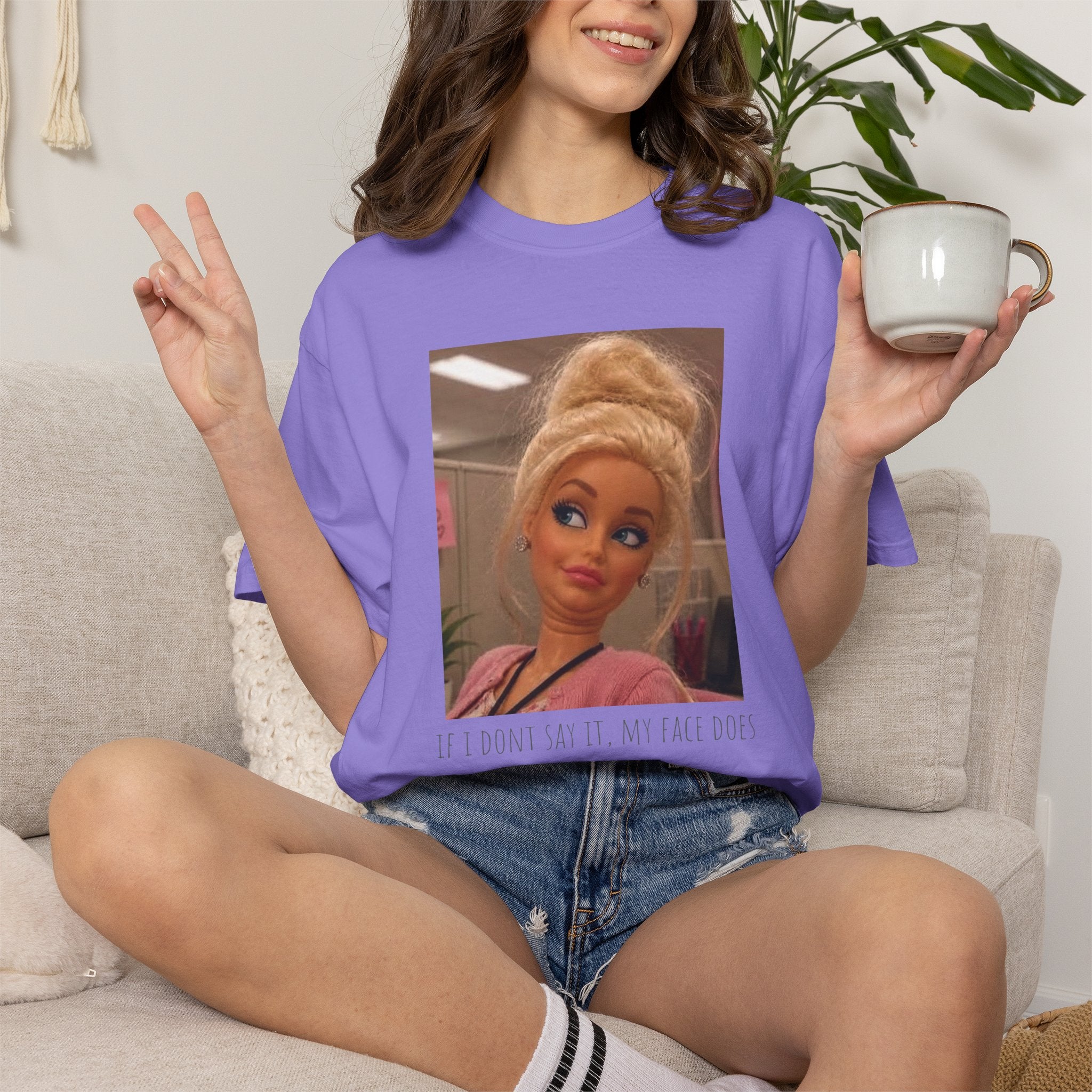 If i dont say it my face does humor comfort colors tee, Barbie expression tee