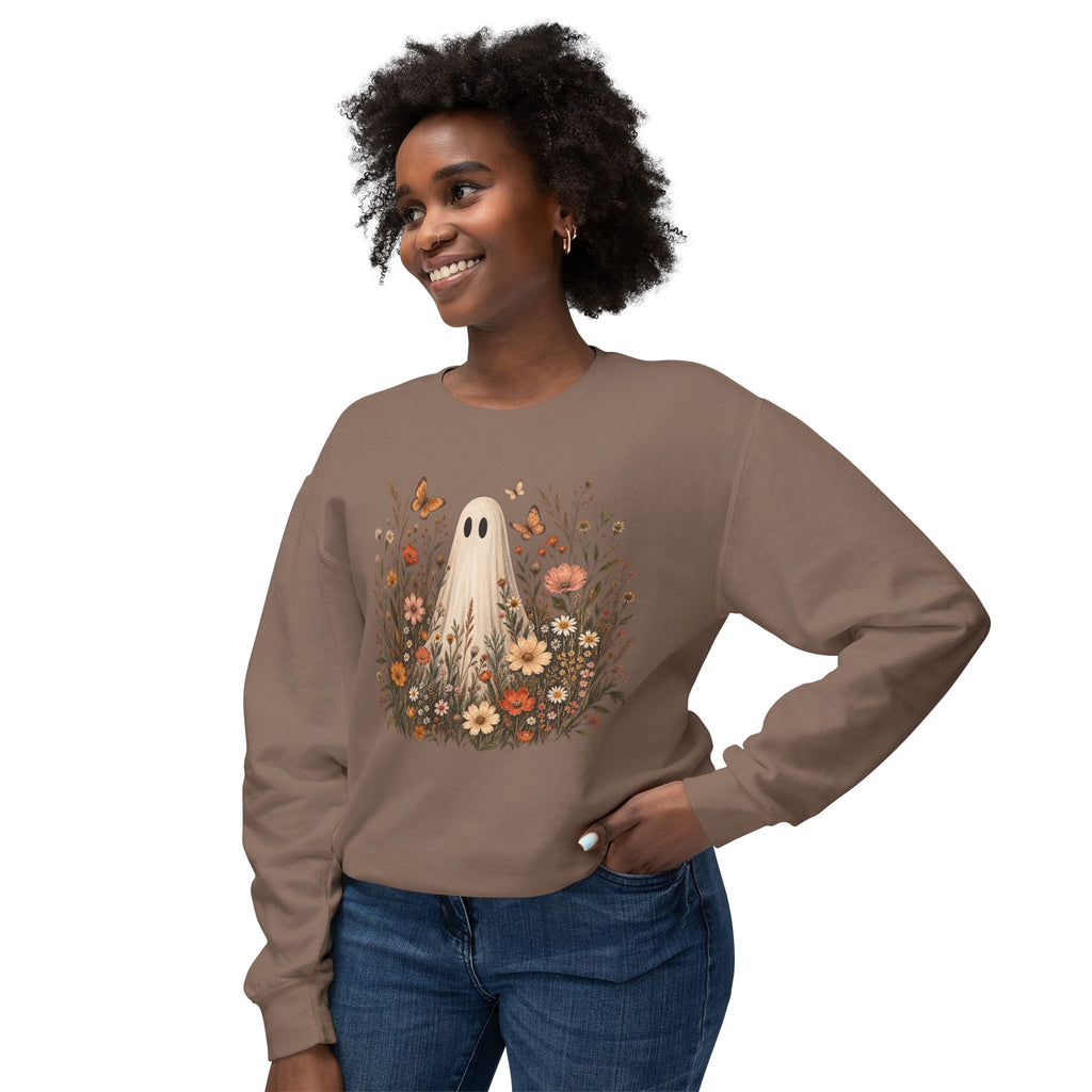 Ghost in wildflowers Comfort Colors Unisex Lightweight Crewneck Sweatshirt