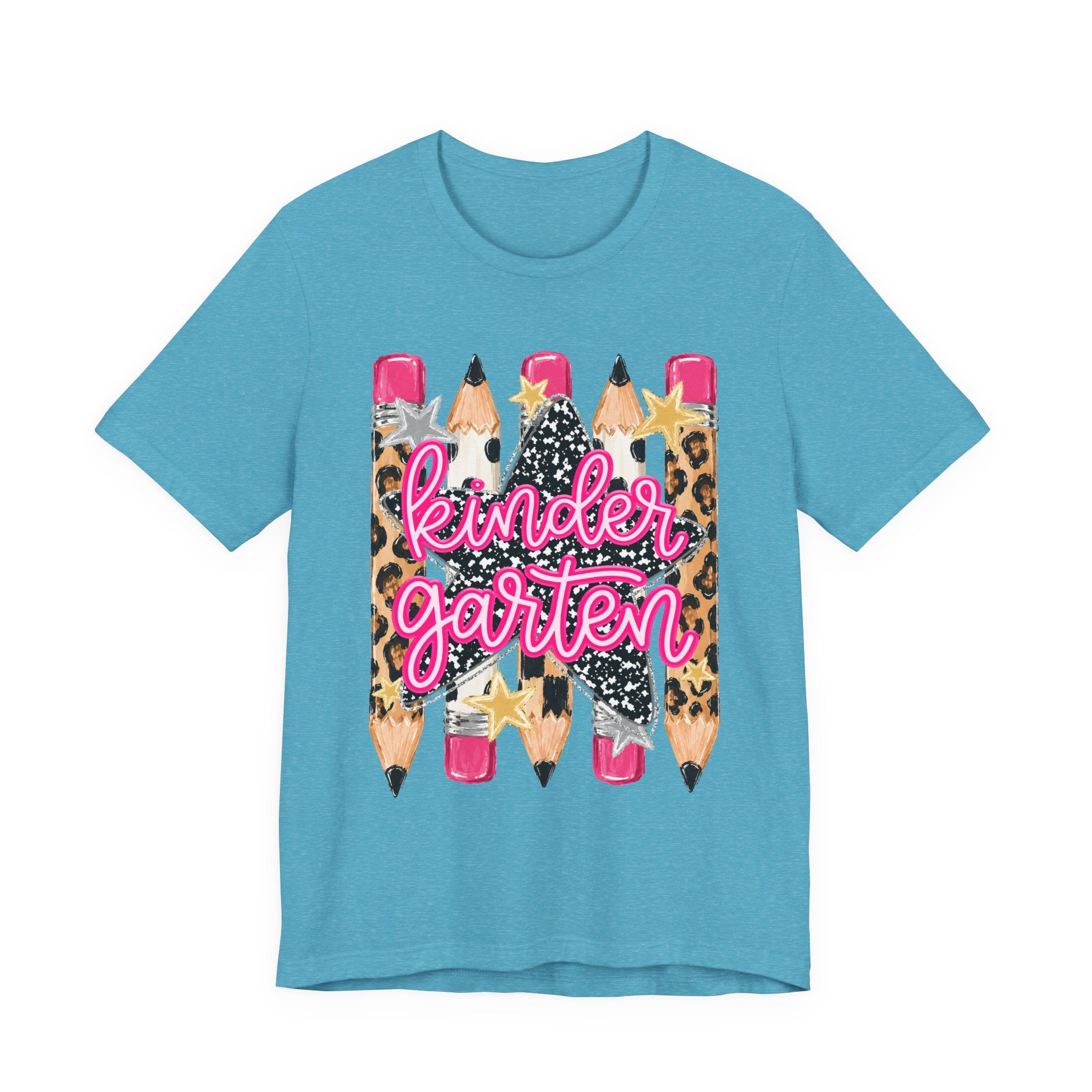 Kindergarten Pencils T-Shirt — Cute Leopard Print School Tee