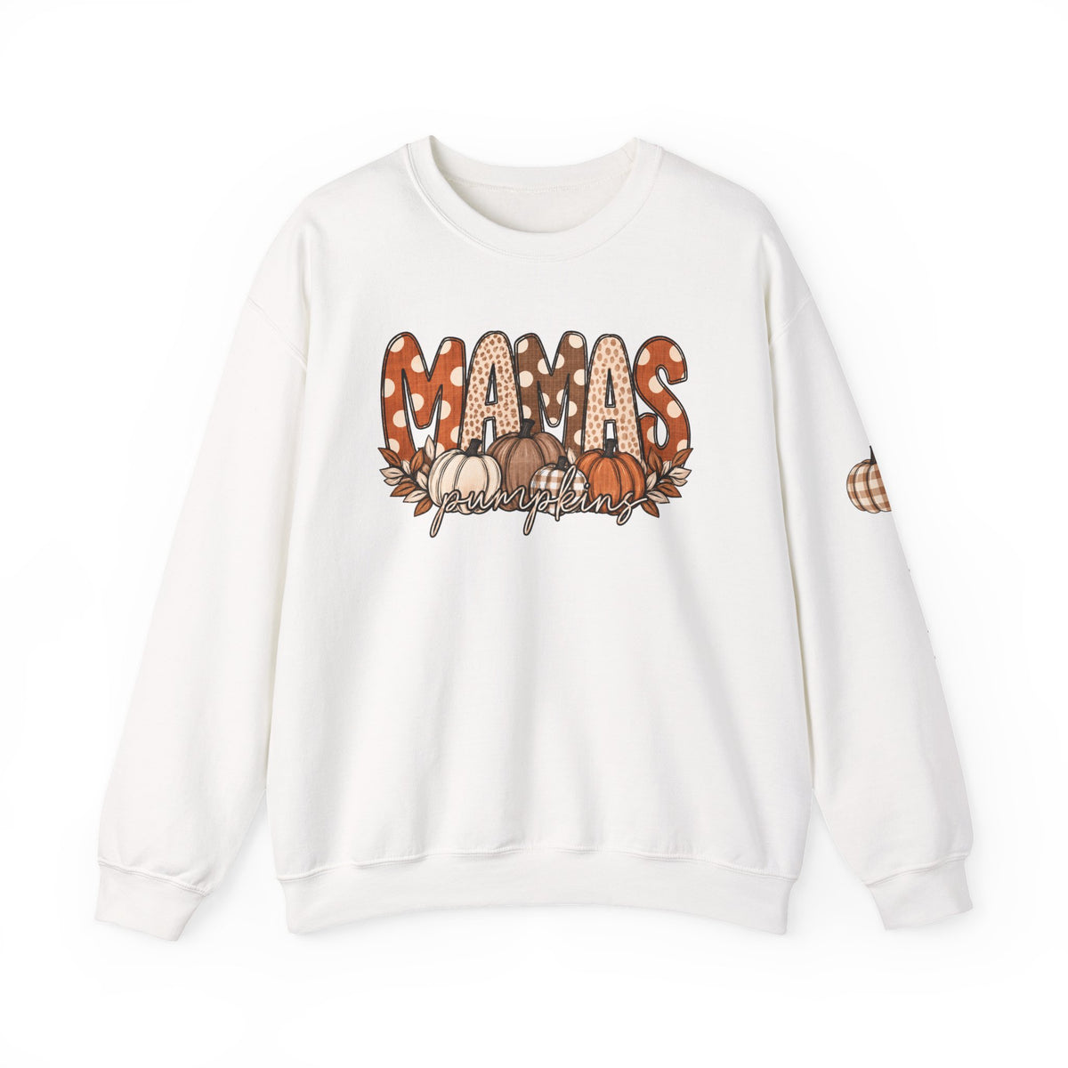 Mamas Pumpkins Personalized sleeve with name Crewneck Sweatshirt