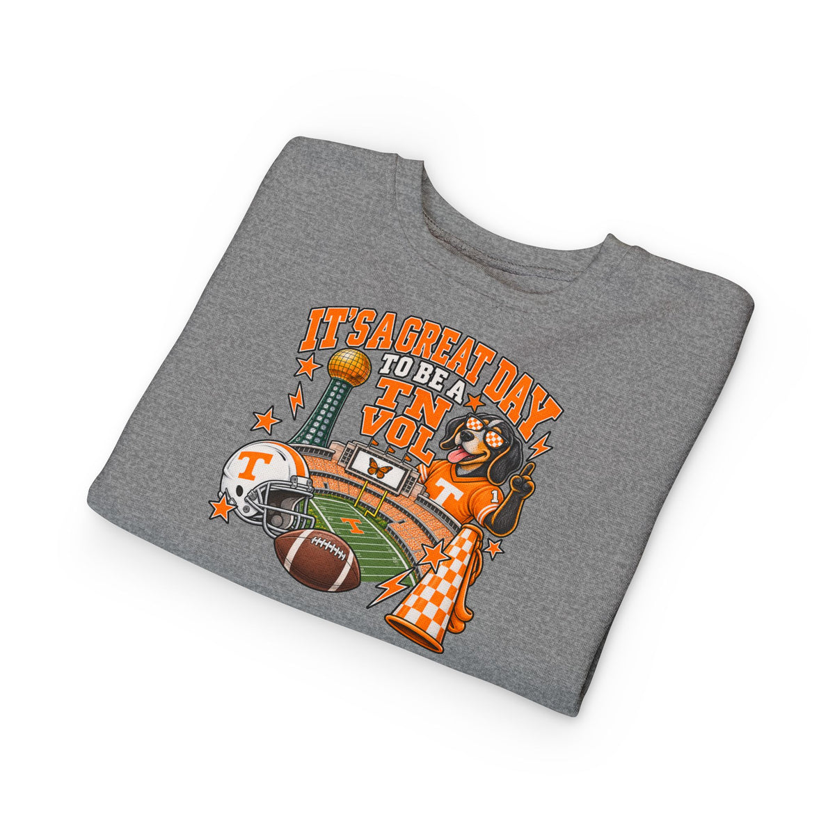 Toddler Sweatshirt - "It's a Great Day to Be a Vol" Football Stadium Mascot Design