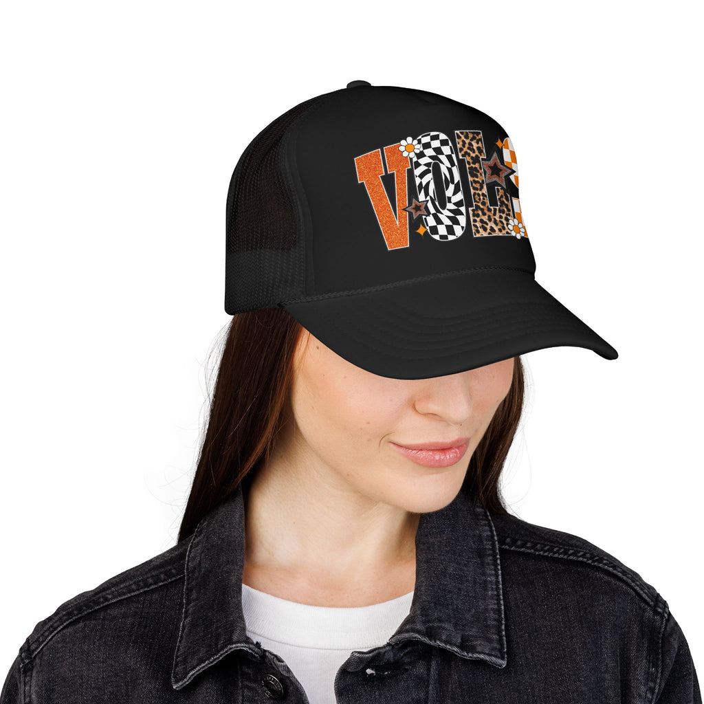 VOLS Foam Trucker Hat — Checker, Leopard & Retro Orange Design