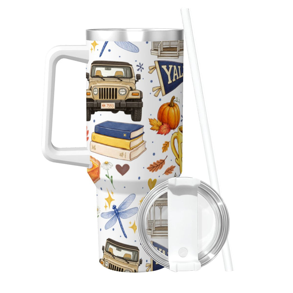 Travel Coffee Mug with Handle and Straw Gilmore Girls Stars Hollow(40oz)