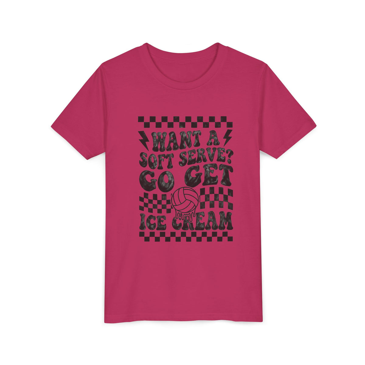 Youth Volleyball humor team tshirt, want a soft serve go get icecream tee