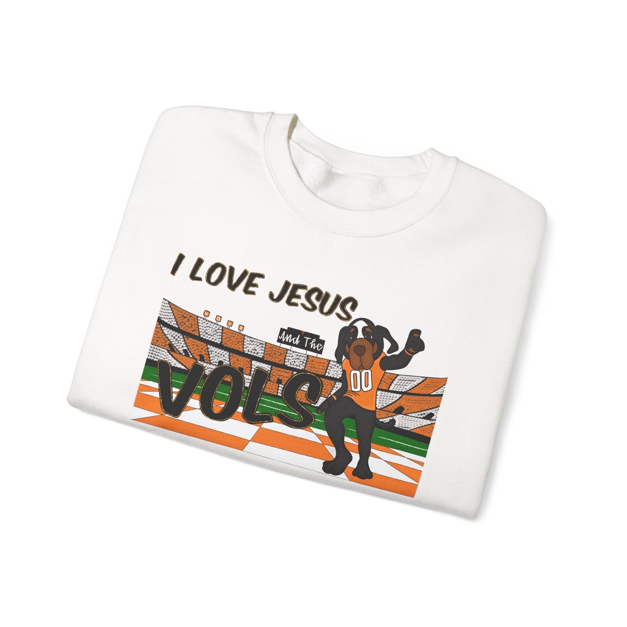 I Love Jesus and Tennessee Vols football, Crewneck Sweatshirt | Christian Faith Graphic