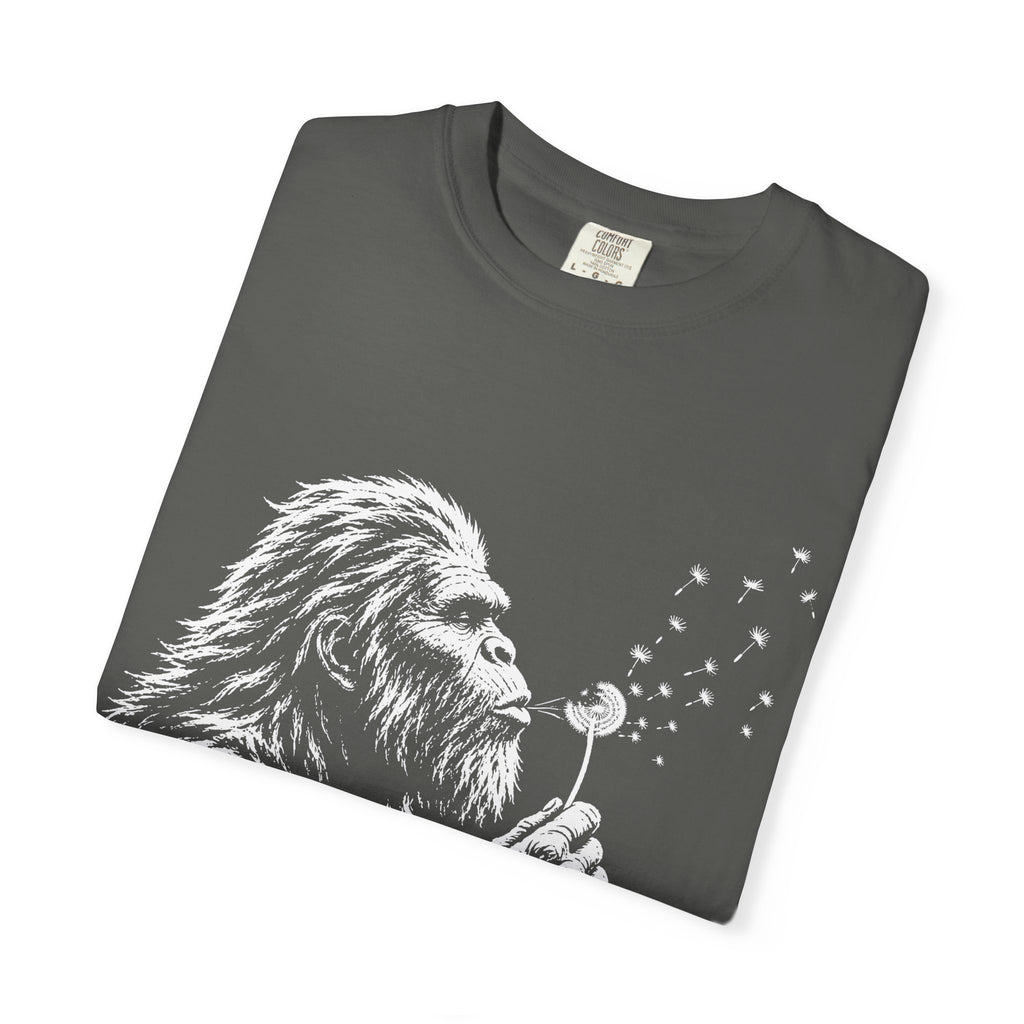 Bigfoot Dandelion T-Shirt — Whimsical Sasquatch Graphic Tee