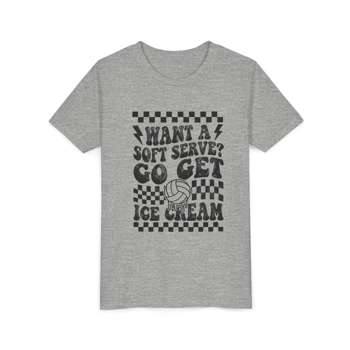Youth Volleyball humor team tshirt, want a soft serve go get icecream tee