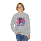 Youth Crewneck Sweatshirt — Sparkly Lip & Emoji cheer is life Graphic Pullover