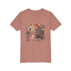 Youth Halloween Postage Stamp Tee — "Ain't No Ghosts Like Our Ghost" Retro Spooky Kids Shirt