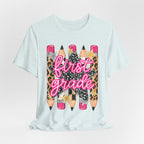 First Grade Pencils Leopard Print Kids Tee