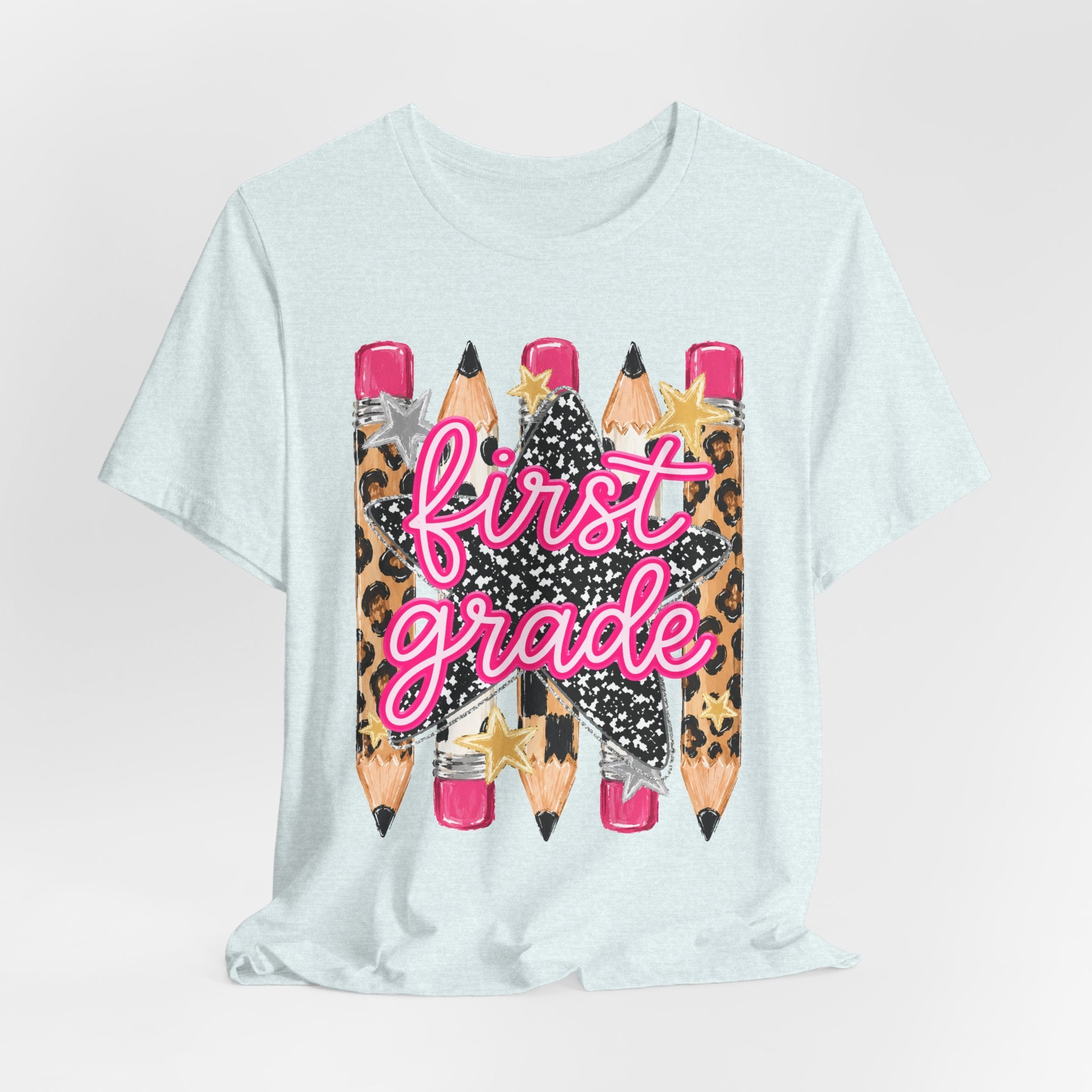 First Grade Pencils Leopard Print Kids Tee