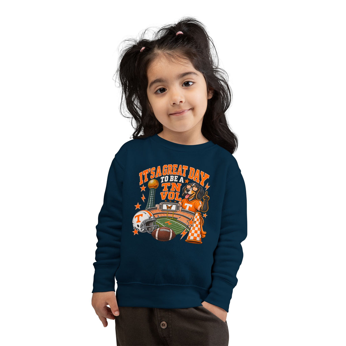 Toddler Sweatshirt - "It's a Great Day to Be a Vol" Football Stadium Mascot Design
