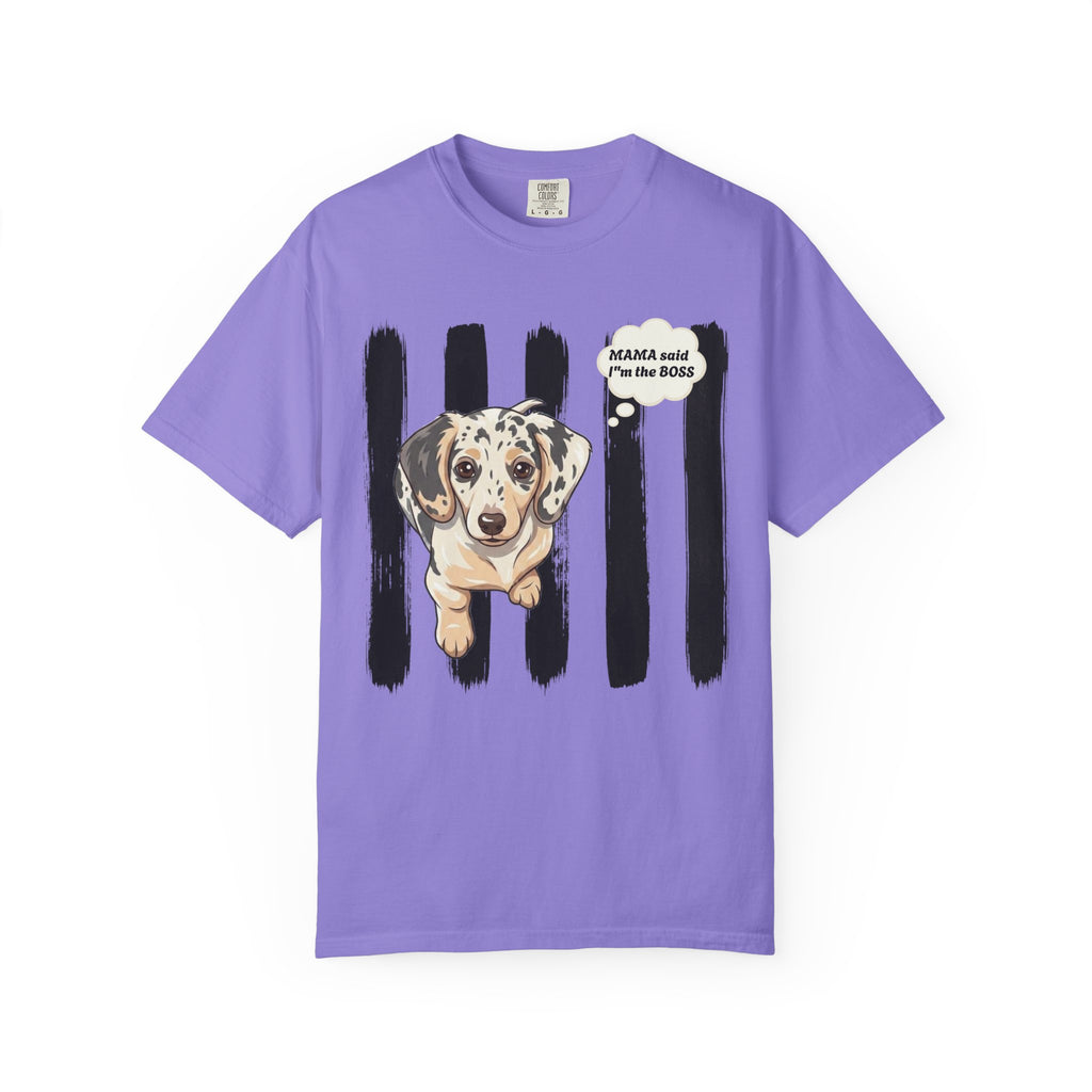 Comfort Colors “Mama Said I’m the Boss” Dachshund Shirt | Funny Dog Graphic Tee