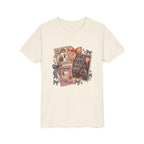 Youth Halloween Postage Stamp Tee — "Ain't No Ghosts Like Our Ghost" Retro Spooky Kids Shirt