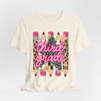 Third Grade Pencils T‑Shirt — Leopard & Glitter Back-to-School Tee