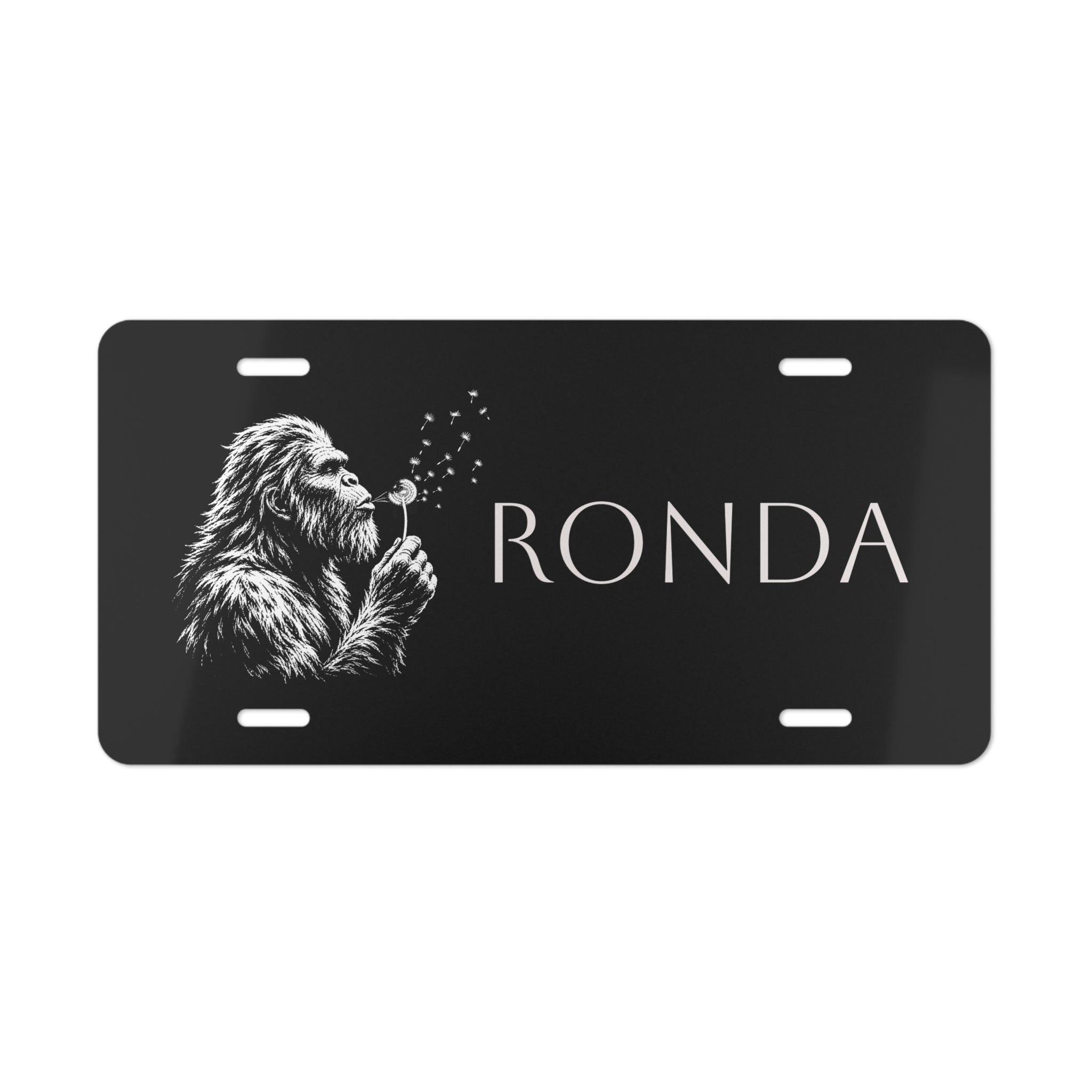 Sasquatch Name Vanity Plate — Personalized Monochrome License-Style Sign