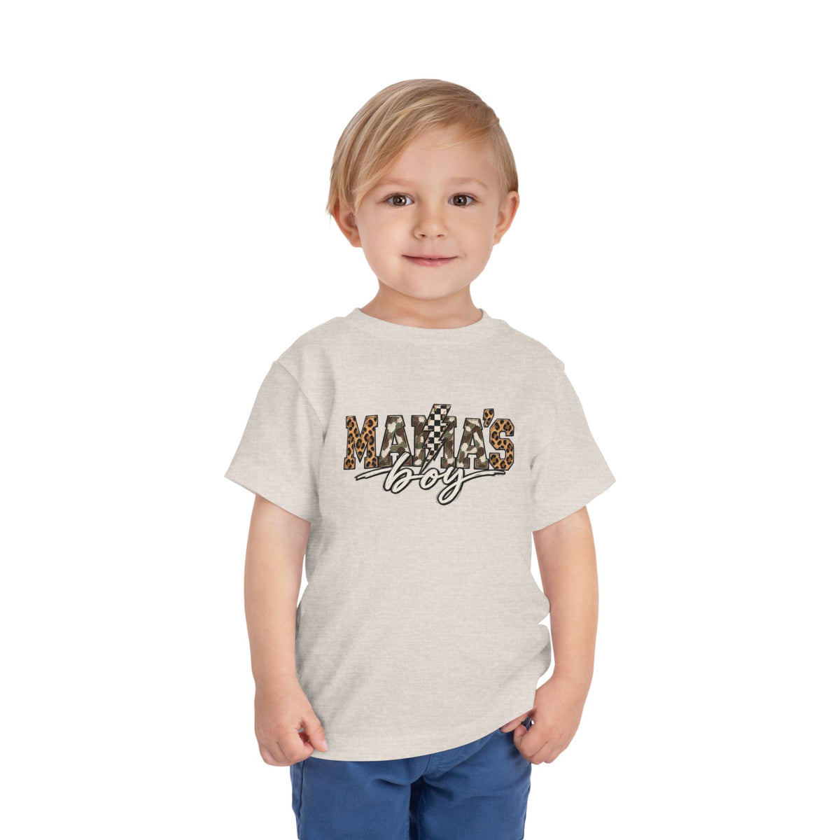 Mama's Boy Toddler matching Tee — Leopard Print Graphic Shirt for Baby Boys