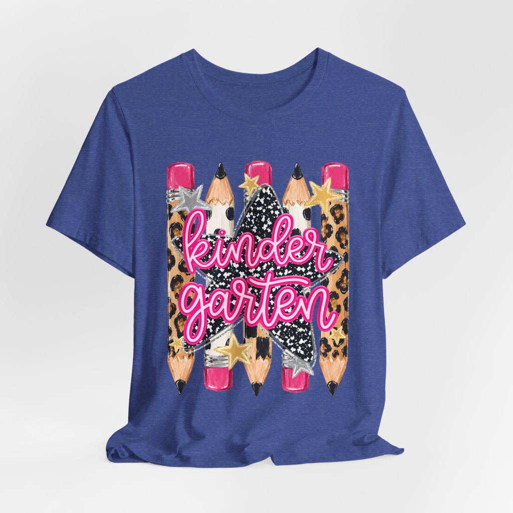 Kindergarten Pencils T-Shirt — Cute Leopard Print School Tee