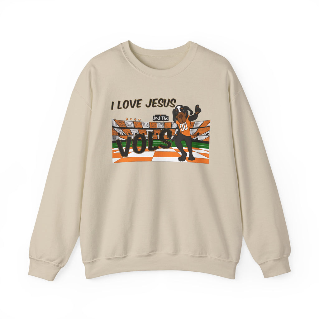 I Love Jesus and Tennessee Vols football, Crewneck Sweatshirt | Christian Faith Graphic