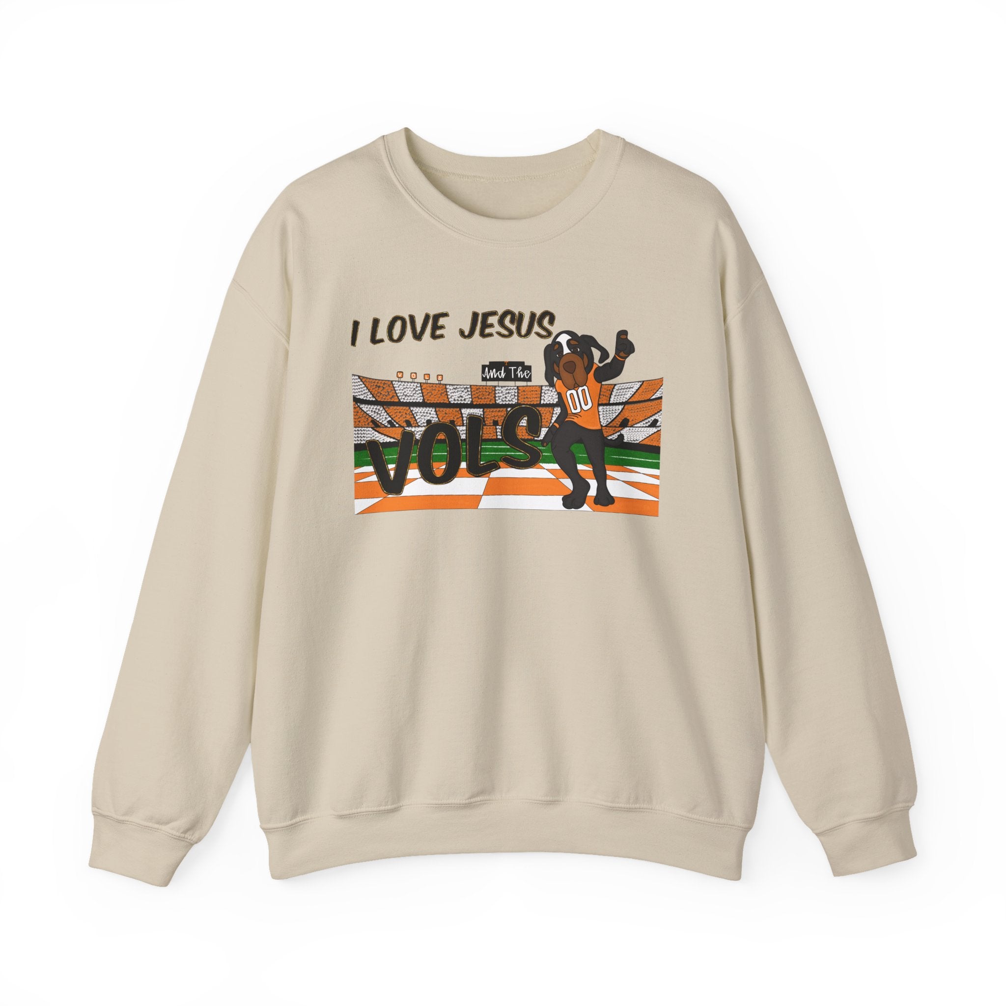 I Love Jesus and Tennessee Vols football, Crewneck Sweatshirt | Christian Faith Graphic