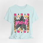 Pre-K Star Pencil T-Shirt — Cute Leopard School Teacher Tee