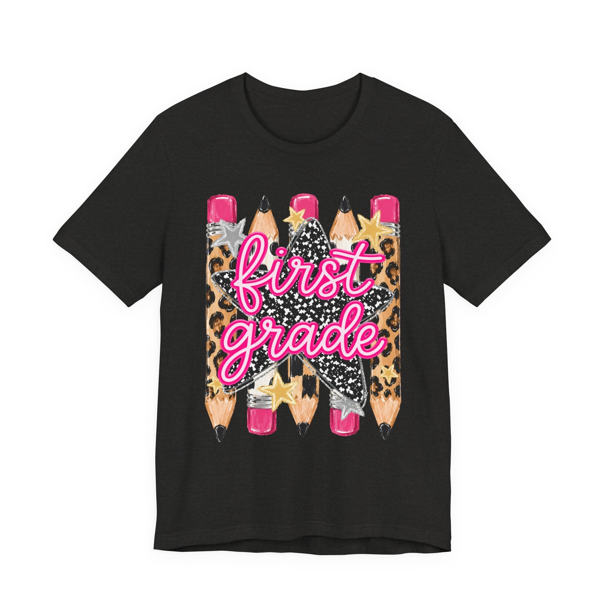 First Grade Pencils Leopard Print Kids Tee