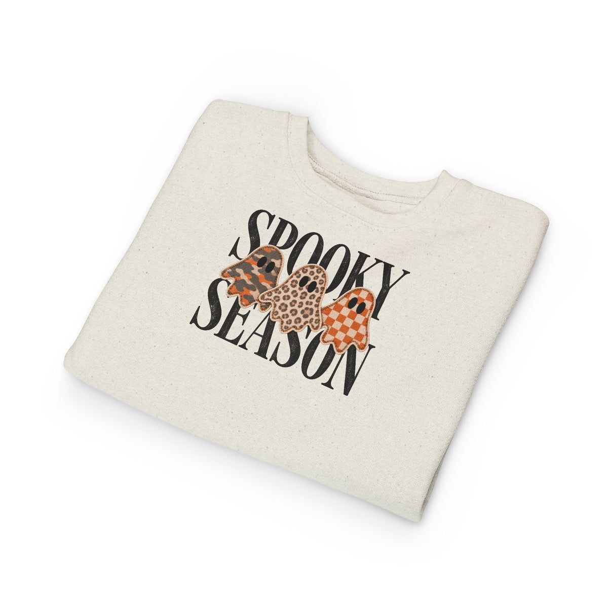 Toddler Sweatshirt — "Spooky Season" Ghosts Leopard & Plaid Fall Halloween Pullover