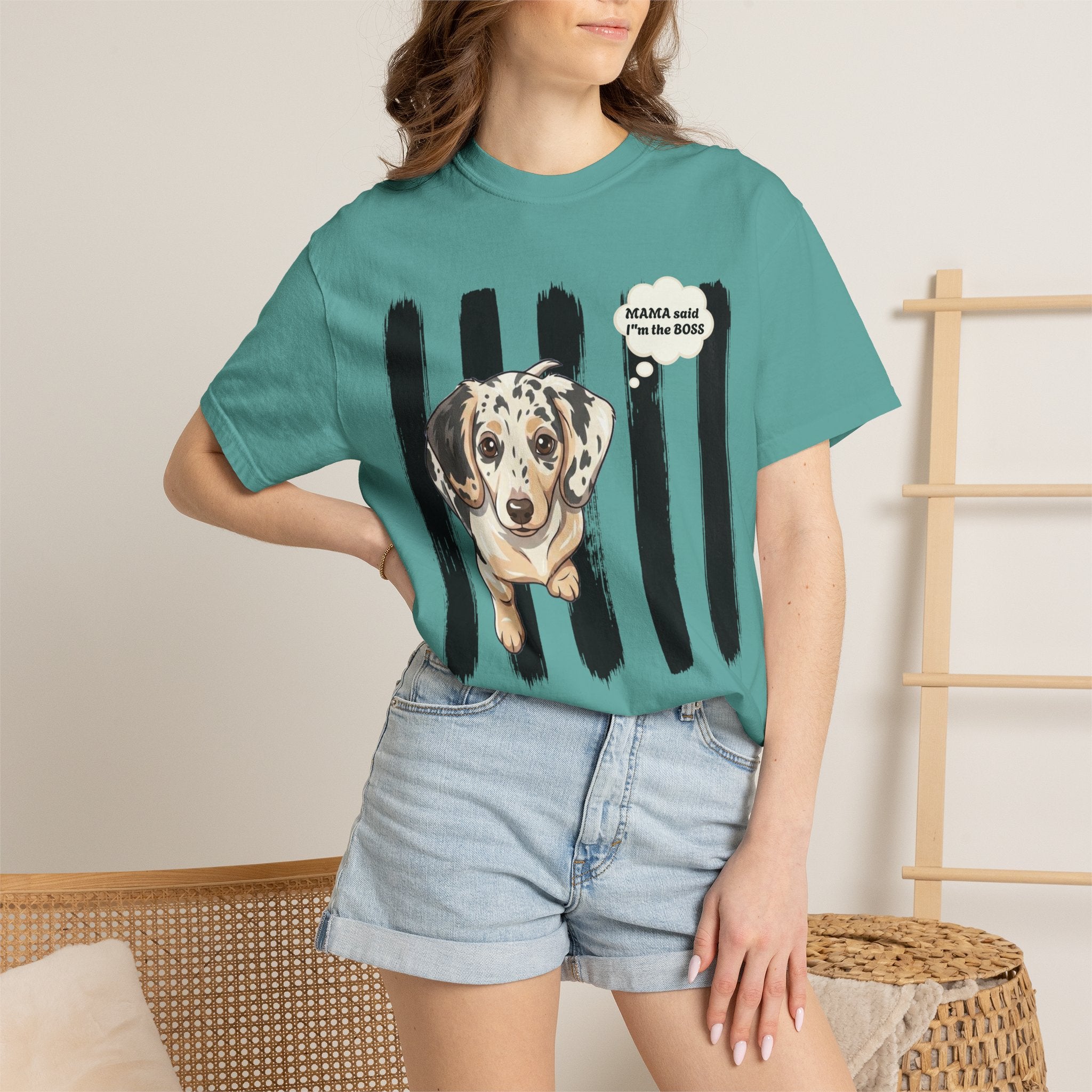 Comfort Colors “Mama Said I’m the Boss” Dachshund Shirt | Funny Dog Graphic Tee