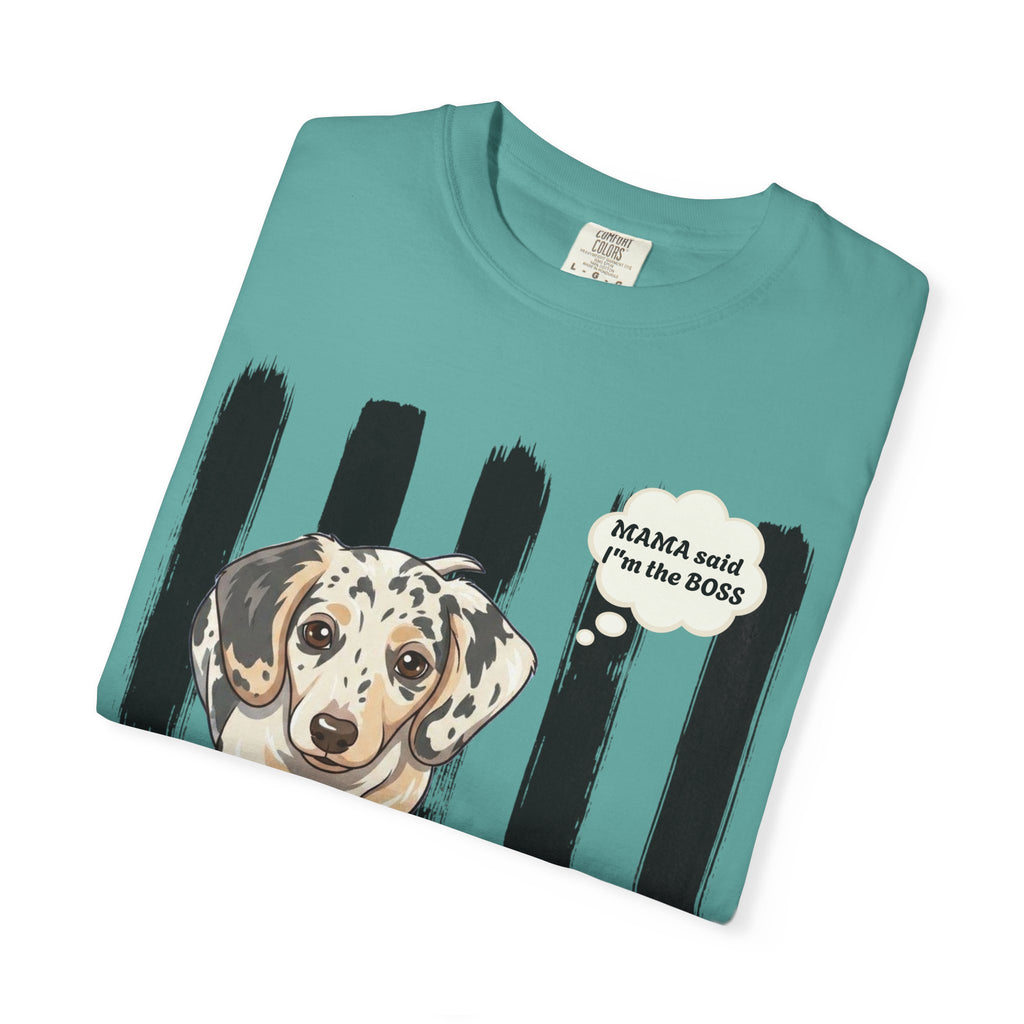 Comfort Colors “Mama Said I’m the Boss” Dachshund Shirt | Funny Dog Graphic Tee