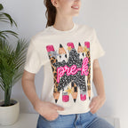Pre-K Star Pencil T-Shirt — Cute Leopard School Teacher Tee