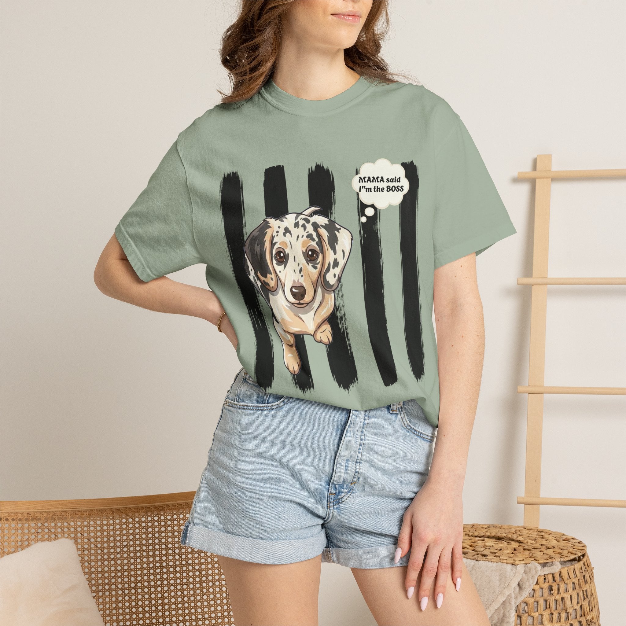 Comfort Colors “Mama Said I’m the Boss” Dachshund Shirt | Funny Dog Graphic Tee