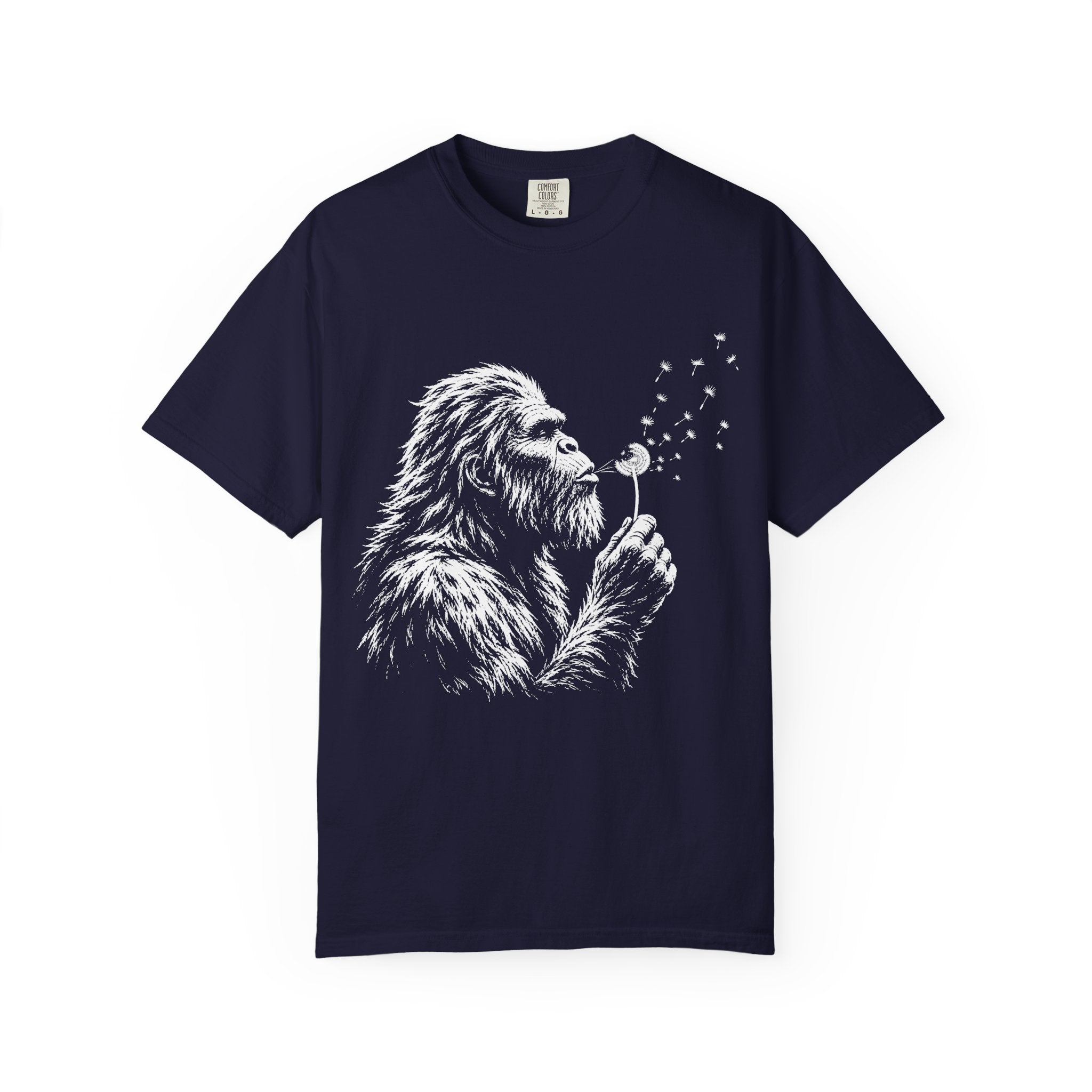 Bigfoot Dandelion T-Shirt — Whimsical Sasquatch Graphic Tee
