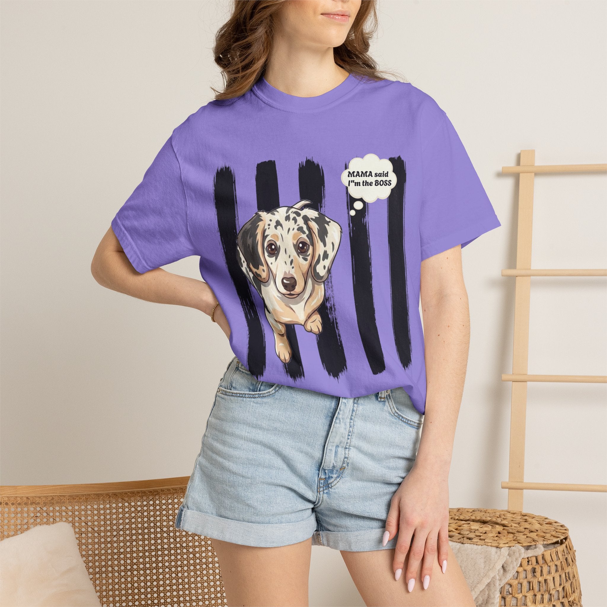 Comfort Colors “Mama Said I’m the Boss” Dachshund Shirt | Funny Dog Graphic Tee