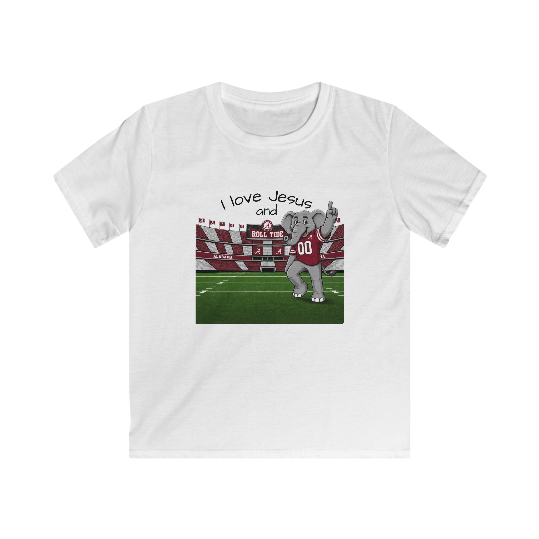 Kids T-Shirt - "I Love Jesus and Roll Tide" Football Mascot Tee
