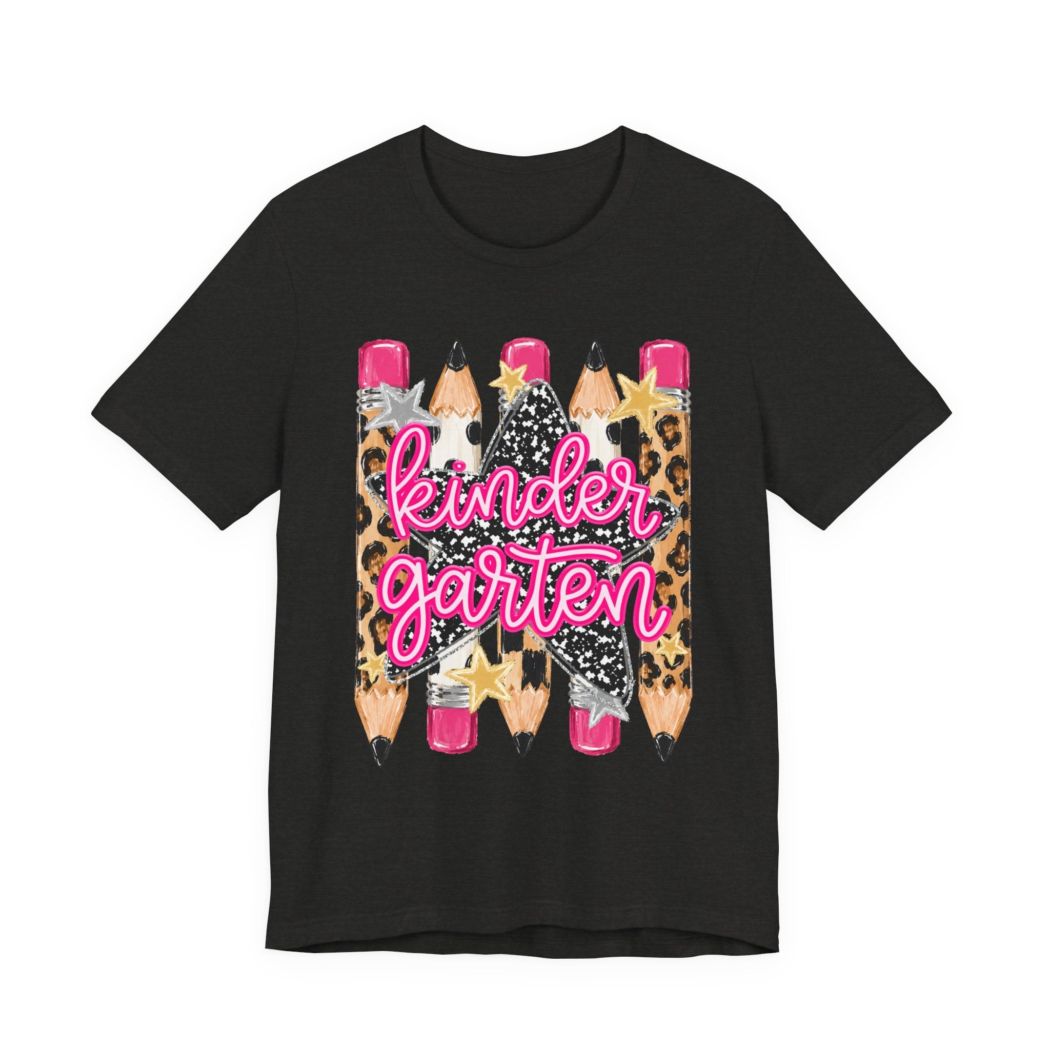 Kindergarten Pencils T-Shirt — Cute Leopard Print School Tee