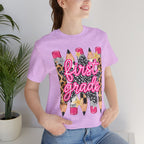 First Grade Pencils Leopard Print Kids Tee