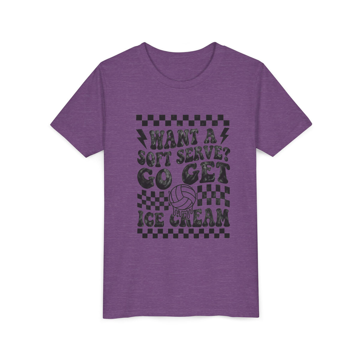 Youth Volleyball humor team tshirt, want a soft serve go get icecream tee